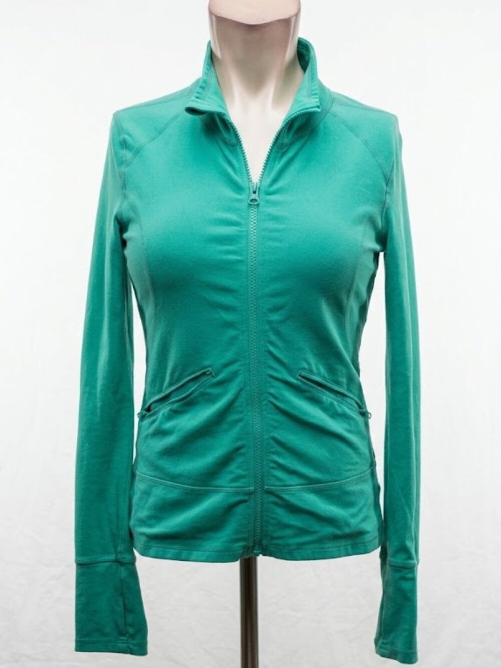 Zella Teal Full Zip Thumbhole Slim Fit Track Jacket Womens Size L/12